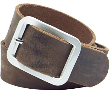 Chrissys-in Ledergürtel dunkelbraun 4 cm breit Büffelleder aus eigener Fertigung Damen Herren Handwerker Arbeitsgürtel