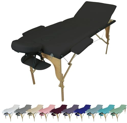 Vivezen - Table de Massage Pliante 3 Zones en Bois avec Panneau Reiki + Accessoires et Housse de Transport - Plusieurs Coloris