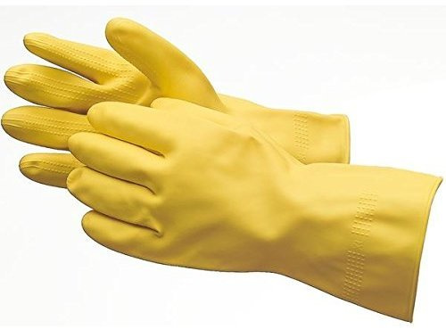 G04Y MARIGOLD SIZE 9.5 SUREGRIP CHEMICAL RESISTANT FLOCK LINED NATURAL RUBBER LATEX COATED BEADED CUFF GLOVES YELLOW - EN374-AKL - EN388-3110 - EN420-5