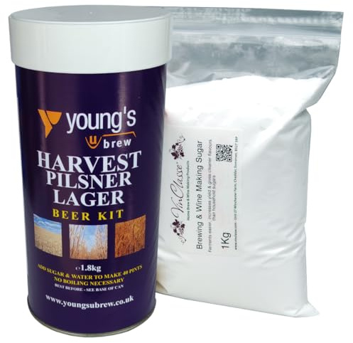 Youngs Harvest Pilsner Lager - 40 Pint Ingredient Kit Including 1Kg VinClasse Brewing Sugar