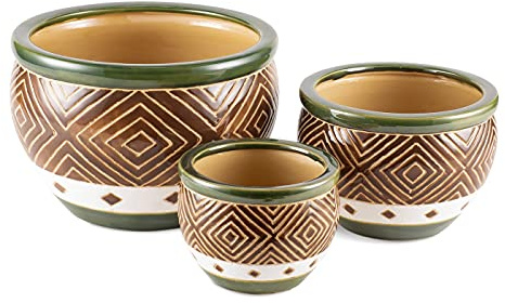Gifts & Decor Ceramic Jade Garden Planters Flower Plant Pot Set, 3-Piece