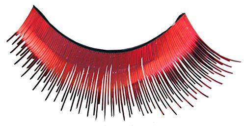 Eulenspiegel 000069 - pestañas artificiales - Rojo metálico - 2 x 1 piezas | Incluye 1 ml de pegamento y instrucciones, para Carnaval y fiestas temáticas