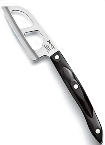 CUTCO Model 3764 Santoku Cheese Knife with High Carbon Stainless 3.75 Double-D serrated edge blade and 5 Classic Dark Brown handle (often called Black) in factory-sealed plastic bag.