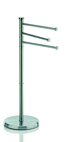kela Toallero de pie de 85,5 cm, giratorio, toallero con 3 barras, SWING, acero inoxidable mate