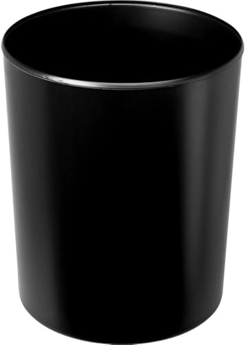 HAN Sicherheitspapierkorb, 13 Liter, flammenhemmender Abfalleimer, Papierkorb aus schwer entflammbaren Spezialkunststoff, mit ALUMINIUM-Einsatz, 1814-S-13, schwarz