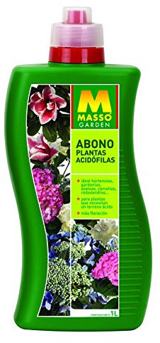 MASSÓ - Fertilizante para plantas acidófilas: Hortensias, Gardenias, Azaleas, Camelias, Rododendros - 1L