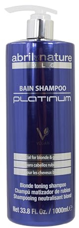 abril et nature - Platinum Champú Profesional - Para Cabellos Rubios, Decolorados, con Mechas y/o con Canas - Matizador Violeta - Adiós Tonos Amarillentos - Aspecto Platino - 1000 ml