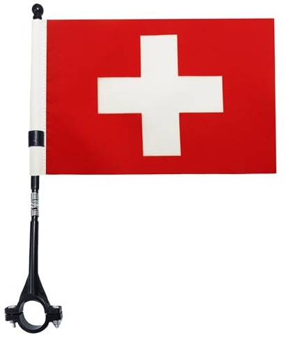 AZ FLAG Fahrradflagge Schweiz 21x15 cm Leichtes Polyester Plastikstab | Für außen Helvetische Fahrradflagge leichte wetterfeste Ausführung mit Kunststoffstab