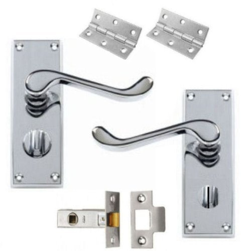 Door Handles, Door Handles Internal for Interior Doors, Internal Door Handle Sets - Victorian Scroll Polished Chrome Lever Door Latch Handles - Chrome Door Handles Set (Privacy Lock) - 2Pcs