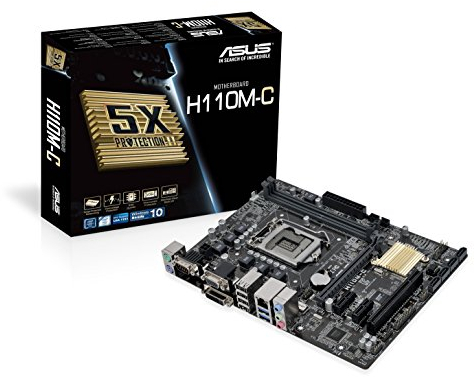 Asus H110M-C Mainboard Sockel 1151 (µATX, Intel H110, 2x DDR4 Speicher, 4x SATA 6Gb/s, 2x USB 3.0, 4x USB 3.0, PCIe 3.0)