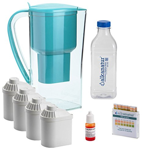 Jarra Filtradora de Agua Alkanatur Drops con Filtro - Depura + Hidrogena + Ioniza + Aporta Magnesio Elimina Metales + Bacterias - Normativa UNE 149101:2015 Capacidad 1.4L Libre de Tóxicos - ALKANATUR