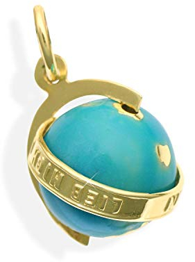 Globus Weltkugel 14 Karat Gold 585 Anhänger Charm für Bettelarmband oder Kette (Art.212160)