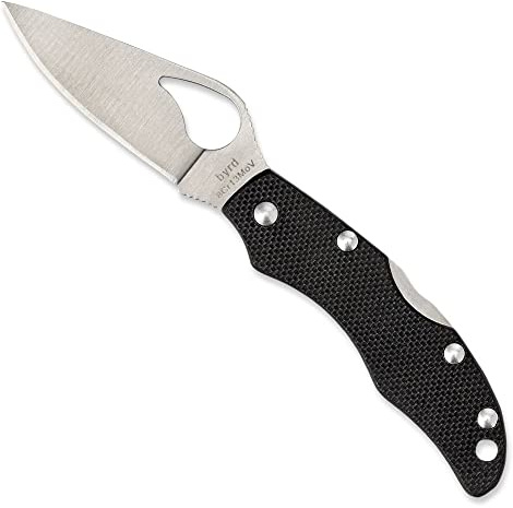 Byrd Finch 2 Couteau avec Lame en Acier Inoxydable 8Cr13MoV avec Manche G-10 Noir Durable – PlainEdge – BY11GP2