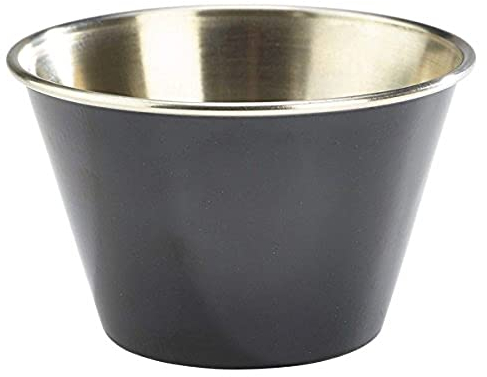 Genware NEV-RAMST6BK Stainless Steel Ramekin, 6 oz., Black