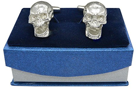 Manschettenknöpfe Totenkopf, Schreiender Steampunk, Handgegossen von William Sturt aus Deutsche Zinn (Pewter)