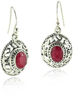 budawi® - Rubin Ohrringe Ohrhänger 925er Silberohrringe Silberschmuck