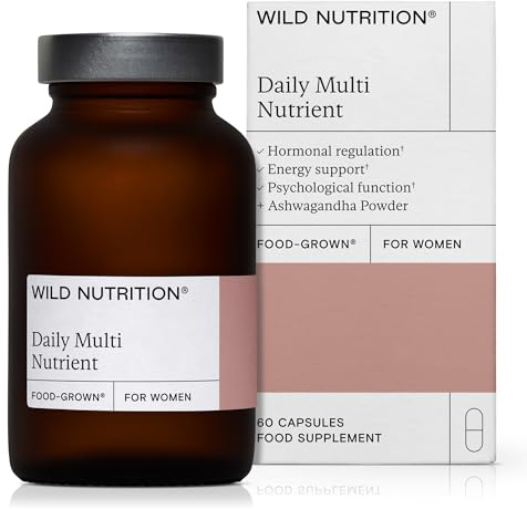 WILD NUTRITION Food-Grown® Women's Daily Multi Nutrient | to Support Hormonal Balance, Fatigue, and Mental Resilience | Vegetarian Multivitamins for Women | 60 Capsules (60 Capsule, Women Multi)