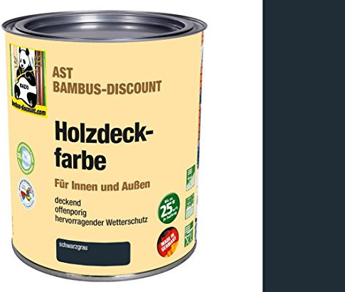 Holzdeckfarbe schwarzgrau/dunkelgrau 0,75 Liter für Innen und Außen - deckend, offenporig, hervorragender Wetterschutz - Bambusrohre lackieren