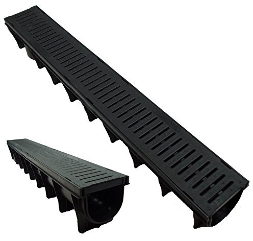 Drain Channel Deep Drainage Plastic PVC Heavy Duty for Water Rain Storm Shower Wetroom Garden Driveway 1m