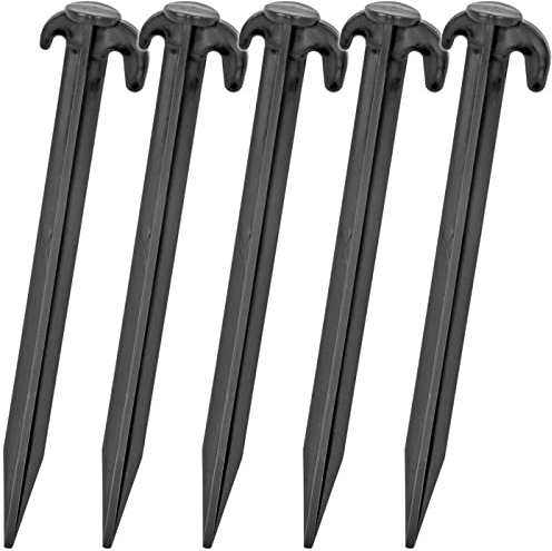 VOSS.farming 30x Kunststoff Heringe 19,5cm schwarz Doppelhaken Bodenanker Camping Zelt