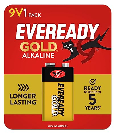 Eveready Gold Alkaline 9V Batteries, 1 Pack of 9 Volt Batteries