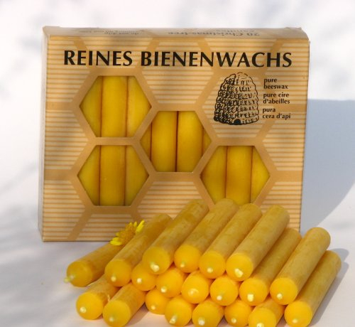 Figura Santa® 20er Set Baumkerzen 100% Bienenwachs-Kerzen als Christbaumkerzen, Adventskerzen, Weihnachtskerzen, Geburtstagskerzen oder Pyramidenkerzen | Brenndauer 2 Stunden