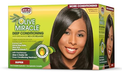 African Pride Olive Miracle Deep Conditioning 1Touch Up Relaxer Kit Super