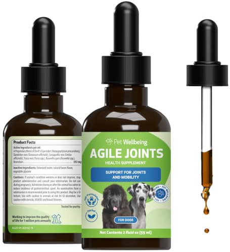 Pet Wellbeing Agile Joints for Dogs - Hip and Joint Comfort, 2 oz | NASC Certified & Vet-Formulated Liquid Joint Supplement with Devil's Claw & Boswellia for Tendons, Ligaments & Mobility