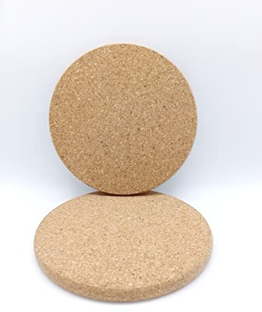 2 Stück Kork Untersetzer (rund) für Pfanne, Glas, Topf, Bindereibedarf, Verschiedene Größen (15 cm), 71004