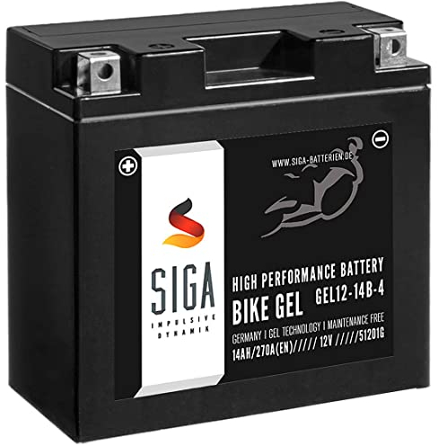 SIGA GEL Motorradbatterie 12V 14Ah 270A/EN GEL Batterie YT14B-4 GEL12-14B-4 GTZ14B-4 YT14B-BS 51201 51221