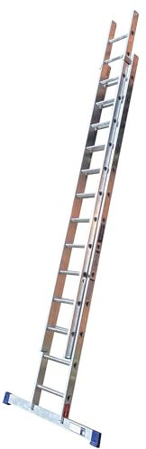 TB Davies TRADE Double Extension Ladder, 3.5 Meter / 11.48 Feet, Extends To 6.0 Meters / 19.68 Feet, Comfort D-shaped Rungs, 3-Year Warranty, EN131 Professional