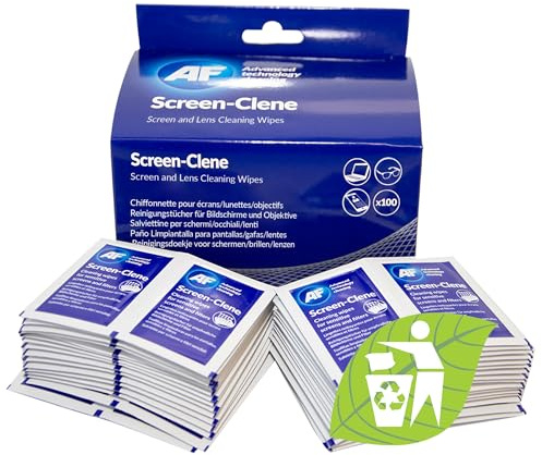 AF Screen-Clene Reinigungstücher in einzelnen Beuteln verschmiert nicht nicht entflammbar 100 Stück