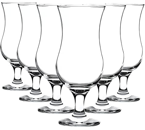 Rink Drink 6X 460ml Pina Colada Glasses - Tall Hurricane Style Poco Grande Party Milkshake Drinking Barware - Dishwasher Safe