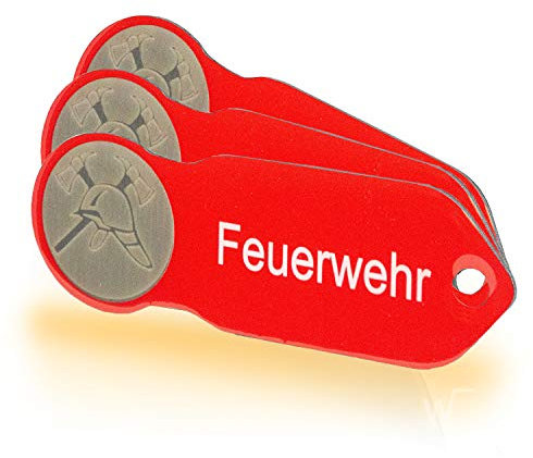 Einkaufswagenlöser Code24 Feuerwehr F1 / Schlüsselanhänger Einkaufschip mit Schlüsselfundservice/Abziehbarer Einkaufswagenchip Metall, Chip Einkaufswagen, Key Finder / 3 Stück