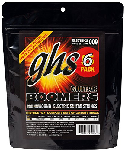 GHS Guitar Boomers - GBXL - Electric Guitar String Set, Extra Light, .009-.042, 6-Pack