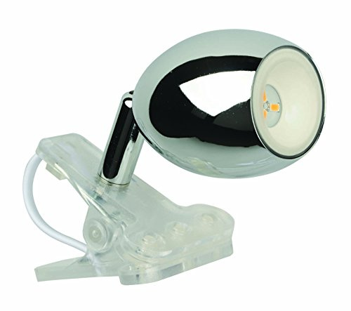 Jedi Lighting Warmton-LED, Clip-Light/Klemmleuchte Araled dreh- und schwenkbar. Mit 230V Netzzuleitung. Silber. 100 lm.