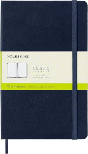 Moleskine - Carnet de Notes Classique Papier Blanche - Journal Couverture Rigide et Fermeture par Elastique, Taille Grand Format 13 x 21 cm, 240 Pages, Couleur Bleu Saphir