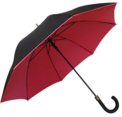 SMATI Parapluie Canne - Design - DOUBLE Toile - Chic - Très SOLIDE - Anti Vent - Baleinage en FIBRE - Couleur (ROUGE)