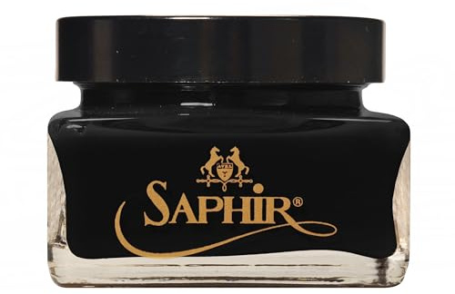 SAPHIR Medaille d'Or Pommadier Cream 75ml – Natural Cream Leather Shoe Polish, Leather Conditioner for Boots, Handbags - Black