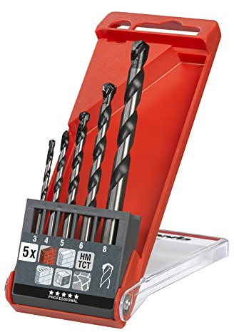 kwb Rocker Betonbohrer- und Steinbohrer-Satz – Bohrer-Set, 3 mm - 8 mm, 5-teilig, Spiralbohrer