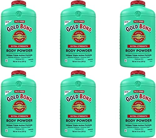 Gold Bond Body Powder Medicated Extra Strength - 10 oz, Pack of 6, Talc-Free