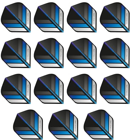 RED DRAGON Hardcore XT Schwarz and Blau Stripe Extra Dicke Standard Dart Flights - 5 Sätze pro Packung (15 Dart Flights insgesamt)