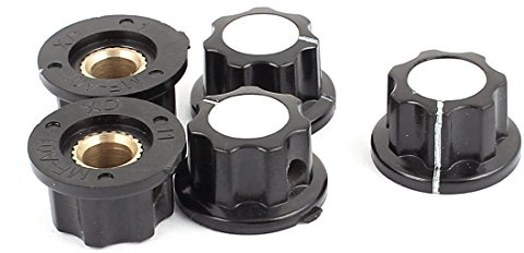 sourcing map Schwarz Kunststoff Gerippt Griff 6mm Schacht Potentiometer Kontroll- Drehknopf Kappe 5er Packung DE de