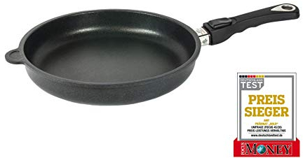 AMT Gastroguss Bratpfanne 28 cm Ø, 5 cm hoch, abnehmbarer Stiel, nicht induktionsgeeignet, Lotan® Antihaft-Veredelung, Gusspfanne (Aluguss), AMZN-528-Z20B