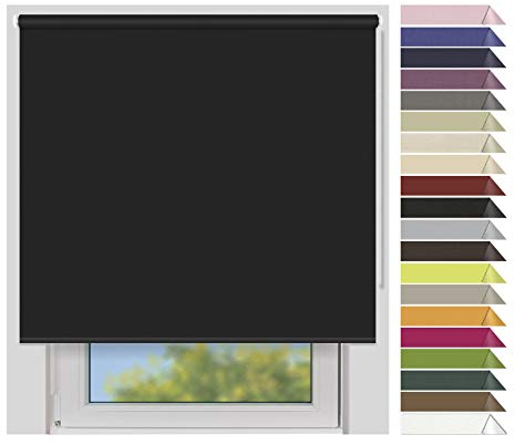EFIXS Verdunklungsrollo Medium - 25 mm Welle - Breiten: 120-240 cm - Höhen bis 240 cm - Hier: 140 cm x 190 cm (Stoffbreite x Höhe) - schwarz (7917) - lichtundurchlässig - Blickdicht