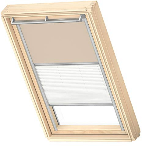 VELUX Original Dachfenster Duo Verdunkelungsrollo für SK06, Sandbeige, mit Grauer Führungsschiene