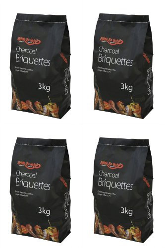 Holland Plastics 4 X Bar-Be-Quick 3kg Holzkohle Briketts- Hochqualitative Kohle mit Langer Brennzeit für EIN heißeres Grillerlebnis.