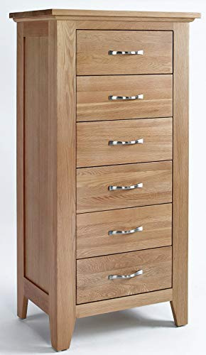 Hallowood Furniture Camberley Oak Tall Boy, Chest of Drawers in Light Oak