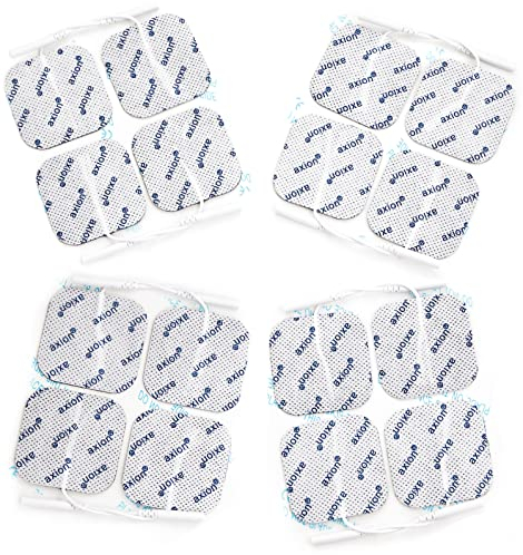 16 TENS-EMS Elektroden 4x4 cm - Wiederverwendbare Klebe-Elektroden-Pads für Elektrostimulatoren - im Vorratspack - Ideal für nahezu alle Körperbereiche - Zert. Medizinprodukt - axion