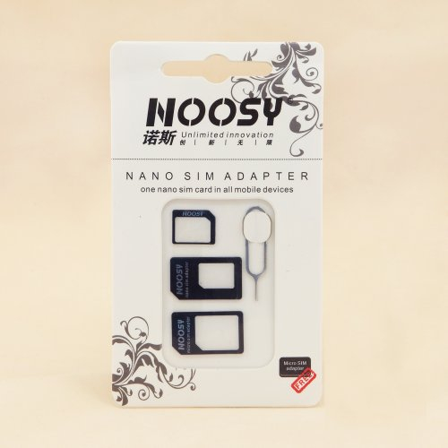 Adattatore 3 in1 Noosy per schede micro SIM per Apple iPhone 4, 4S, 5, e Samsung Galaxy